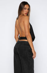 What Was I Thinking Halter Top Black