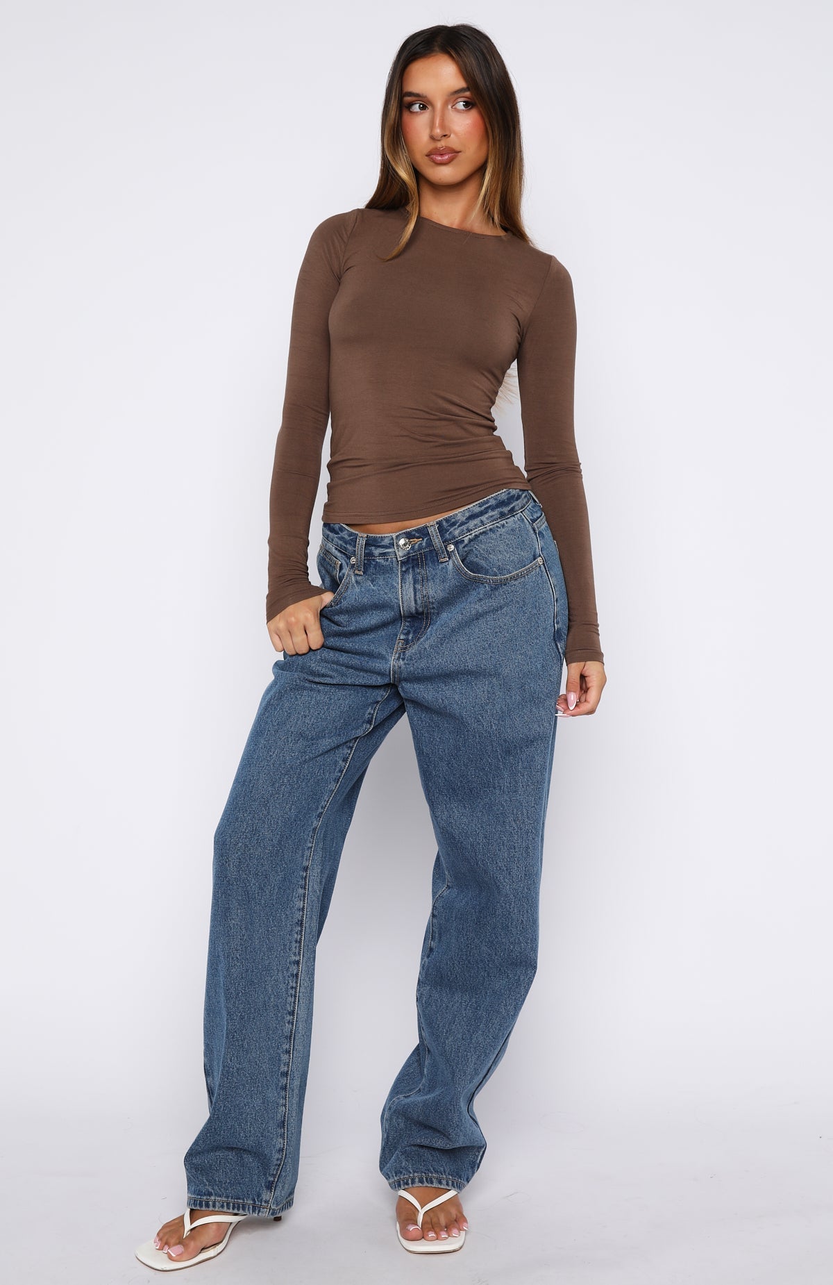 Only For Tonight Long Sleeve Top Mocha